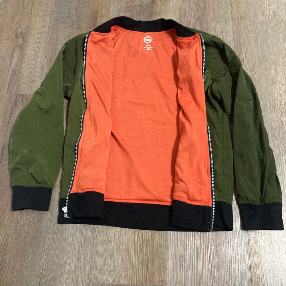 🌸 Sz 10/12 Kids Olive Green Bomber Jacket - Picture 4 of 5